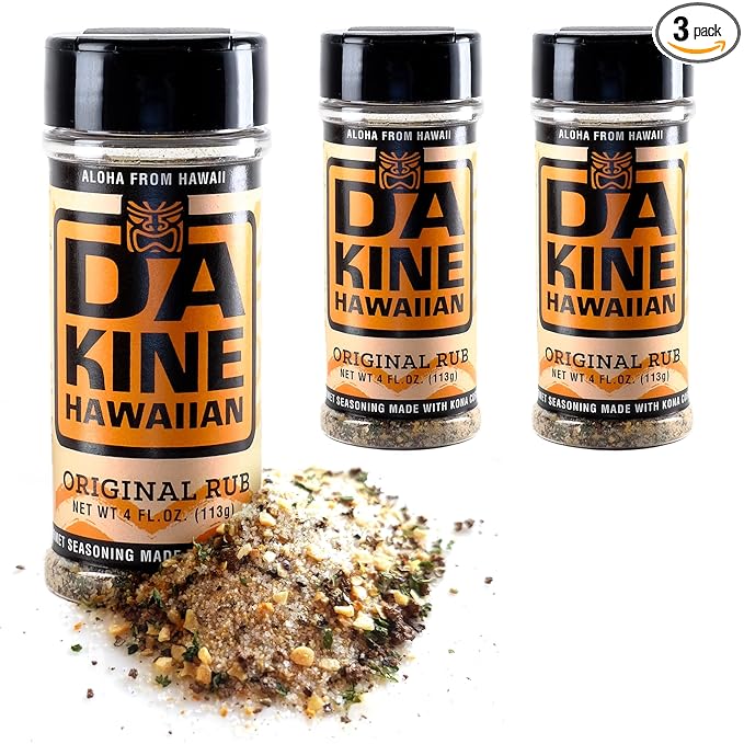 Da Kine Hawaiian Premium BBQ Dry Rub Seasoning - Authentic BBQ Seasoning Blend, Perfect Gourmet Rub Spices for Smoking, Grilling & Cooking - Gluten-Free, Low Sodium, No MSG - Original Flavor (4 oz - 3 Pack)