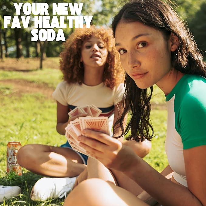 No Cap! Healthy Soda, Zero Sugar Soda Pop Drink, Zero Calories | Caffeine Free, Vegan, Gluten Free, For Kids & Adults 12 Oz, 12 Pack (Tangy Orange)