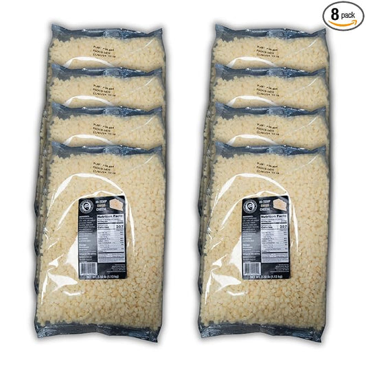 Bearded Butchers High-Temp Swiss Cheese, Case of 8 (2.5 lb Bags) ??20 lbs Total, Shelf-Stable 1/4-Inch Cubes for Up to 25 lbs of Meat Per Bag, 400째F High-Temperature Cheese ??Ideal for Sausage Making, Brats, Snack Sticks, Burgers, and More
