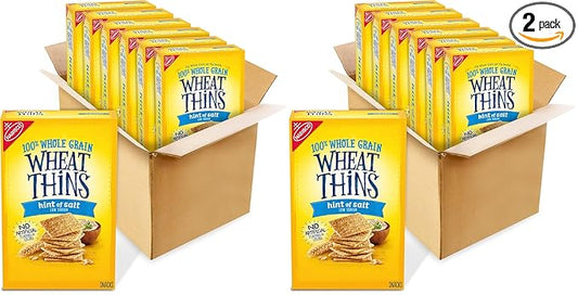 Wheat Thins Hint of Salt Low Sodium Whole Grain Wheat Crackers, 6-8.5 oz Boxes (Pack of 2)