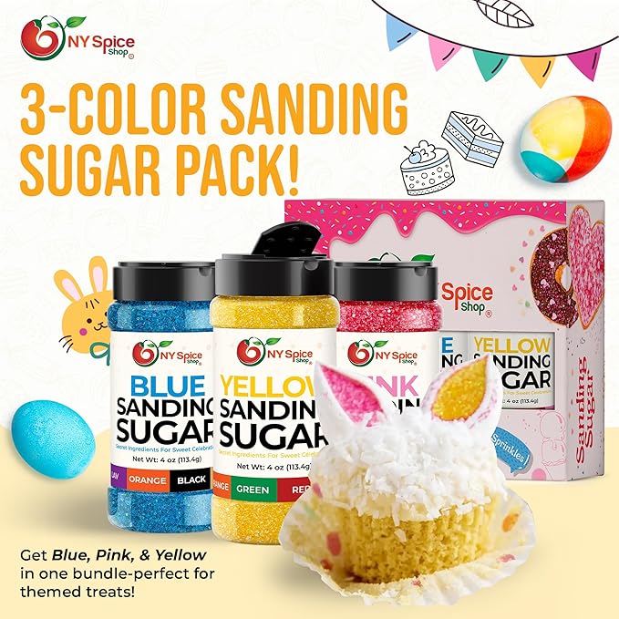 NY Spice Shop Yellow Sanding Sugar - 4 Ounce Sweet Colorful Edible Sprinkles For Candy Dish - Sugar Sprinkles For Cake Decorating Basket & Dishes