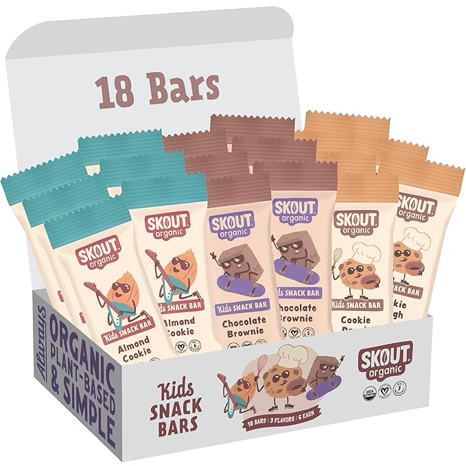 Skout Organic Dessert Inspired Kids Snack Bar Variety Pack (18 Pack) | Organic Kids Snack Bars | School Snacks & Lunch Snacks | Vegan & Paleo | Gluten, Dairy, Grain Free??,<div>
