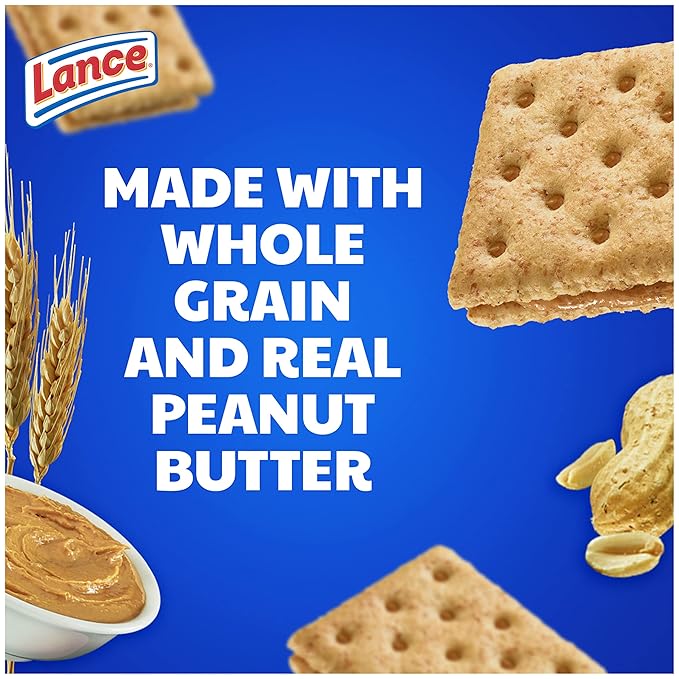 Lance Sandwich Crackers, Made with Whole Grain Crackers, Peanut Butter, 10 Individual Packs