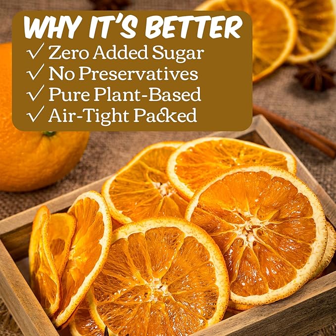 Dried Orange Slices 16 oz / 1 lb / 454 g - Natural Dehydrated Fruit Wheels Bulk | Resealable Bag | Perfect for Cocktails, Garnish, Drink, Decor, DIY Craft, Potpourri, Baking, Tea