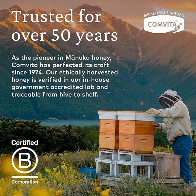 Comvita Manuka Honey MGO 50+ Multifloral - Raw Manuka Honey New Zealand, Pure & Unpasteurized for Tea & Wellness, Superfood Sugar Alternative, Wild, Non-GMO - 250g (8.8 oz)