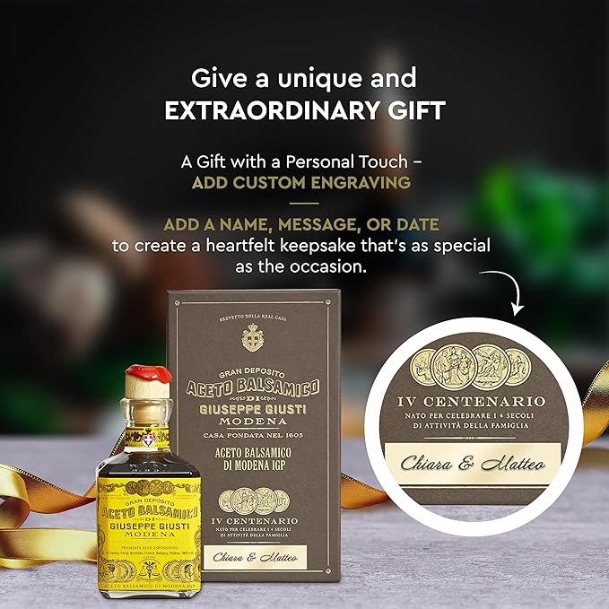 Giusti Balsamic Vinegar of Modena IGP ??Extra Thick & Rich Aceto Balsamico di Modena, Matured in Traditional Aging Casks, 4 Gold Medals, Made in Italy, Customized Gift Box ??8.45 fl oz (250 ml)