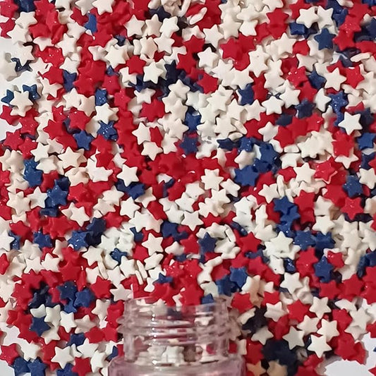 Confect Cake Mate Edible Star Sprinkles ??Red, White & Navy Blue | Vegan Cake Decorating and Baking Toppings for Cupcakes, Cookies & Ice Cream | Vegan, Gluten-Free, Soy-Free, Dairy-Free, Palm Oil-Free- 4.2 Oz