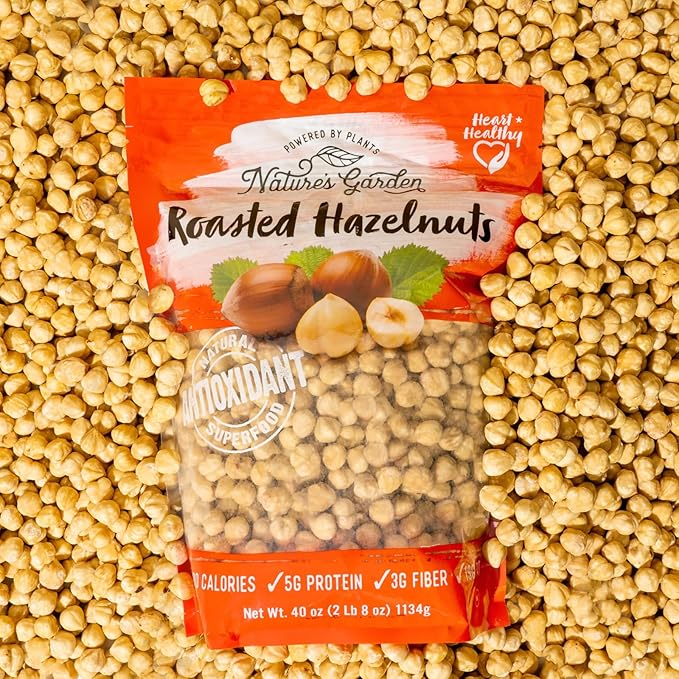 Nature?셲 Garden Roasted Hazelnuts - Whole Roasted, Raw Bulk, High Fiber, Kosher Certified, Cholesterol Free, Hazelnuts For Baking, Healthy Snack ??Bulk 26 Oz Bag (Pack of 3)