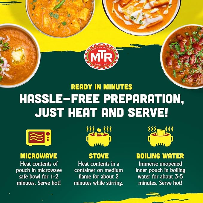 MTR Ready-To-Eat: Desi Special - Assorted Pack of 4 (Paneer Tikka Masala, Paneer Butter Masala, Rajma Masala, Pav Bhaji) - Authentic Indian Food with No Added Preservatives - Suitable for Vegetarians