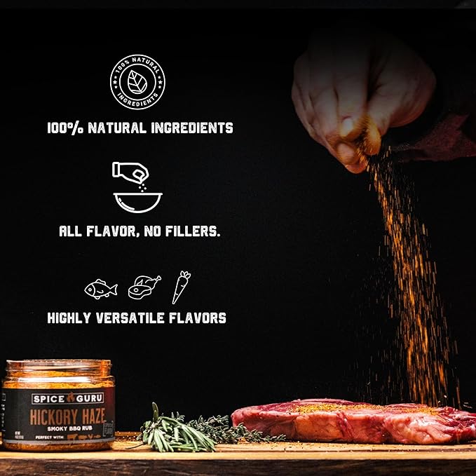 Spice Guru BBQ Rub Set - 4 Flavor BBQ Seasoning/Rubs Great FathersDay Gifts for Dad or Husband - Grilling Gifts for Men - Birthday Gift for Men - Barbecue Grilling Accessories - Meat Seasonings