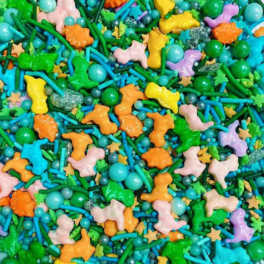 Sentovac Dinosaur Sprinkle Edible Cake Decorating Dinosaur Pearl Candy Mix Colorful Sprinkle for Cake Cupcake Topper Cookie Baking Decorations Party Birthday Supplies