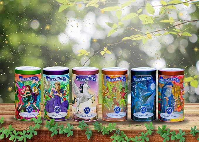 Cloud Catcher by Bellasia Tea. Raspberry Herbal Caffeine-Free Tea for Kids! Unique Sugar-Free Fruit Tisane Gift for Children! 16 Pyramid Sachets