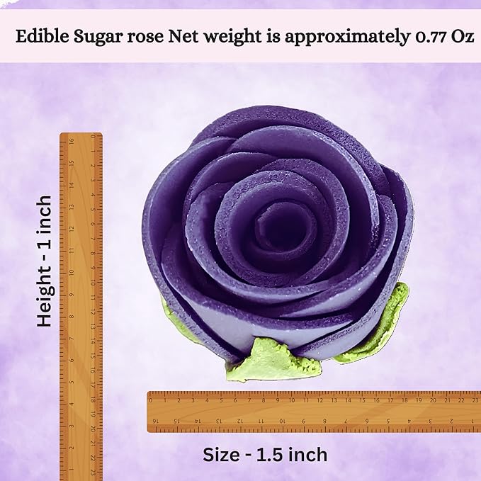 Confect Edible Flower | Edible Flower for cake decorations | Edible Flower Toppers | | Cupcakes & Doughnut Edible Toppers | True Purple Sugar Flower- Vegan, Gluten-Free, Soy-Free, Dairy-Free, Palm Oil-Free -Pack of 12