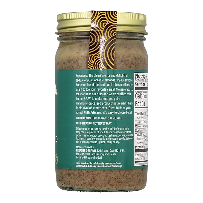 Artisana Organics Non GMO Raw Almond Butter, 14 oz (6 Pack)
