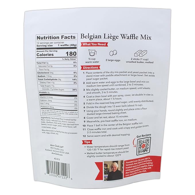 Ann Clark Belgian Li챔ge Sugar Waffle Mix with Authentic Pearl Sugar