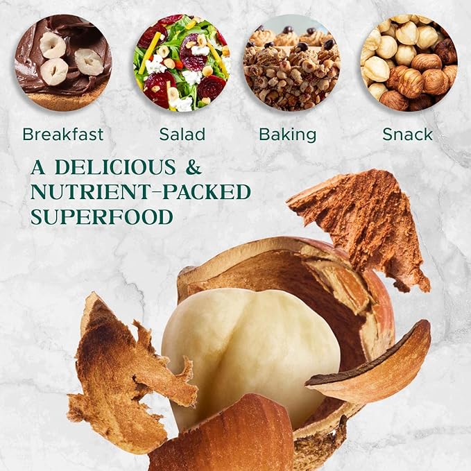 Premium Natural Toasted Unsalted Hazelnuts, 64oz (4 lb) - Small Batch Roasted, Blanched, Non-GMO, Batch-Tested Gluten & Peanut-Free, Vegan, Keto-Friendly, No Preservatives