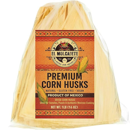 Corn Husks for Tamales 1 lb ??Premium Dried Hojas de Maiz, Natural and Authentic Mexican Husk Wrappers, Fresh and Flavorful by El Molcajete