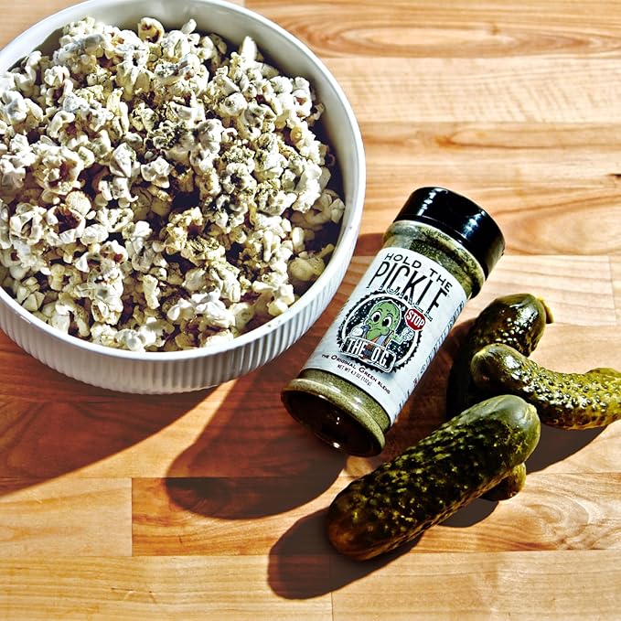 Hold The Pickle O.G. Dill Pickle Seasoning - Popcorn seasoning, Original Green Flavor Dill Pickles Seasoning for Cooking - Vegan, Non-GMO, Gluten Free, Kosher Certified, 4.7 Oz Shaker