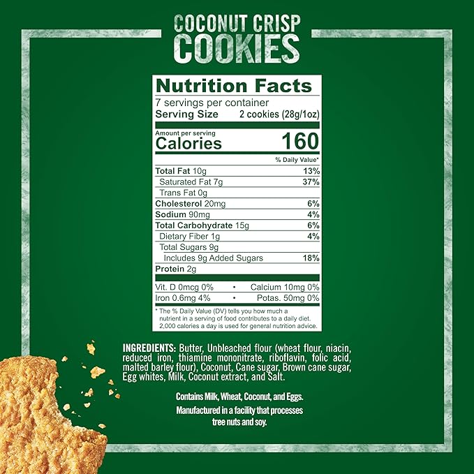 Tate's Bake Shop Coconut Crisp Cookies, 4 - 7 oz Bags