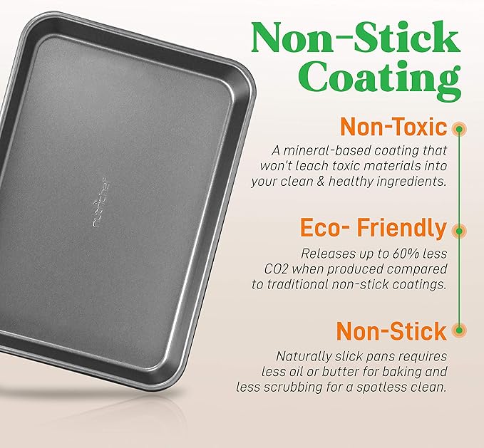 NutriChef 2-Piece Nonstick Stackable Cookie Sheets - Heavy Duty, Non-Toxic Carbon Steel Bakeware Trays, Easy Clean, Warp-Resistant, Large & Medium Sizes - Dishwasher Safe - Gray