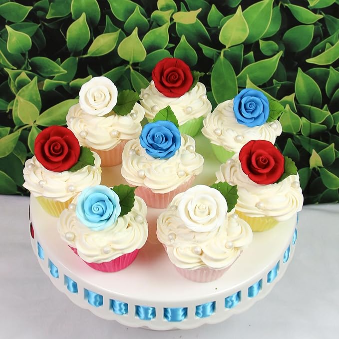 Global Sugar Art Premium Edible Roses, Deep Blue, Unwired, Medium 1.5 inches, 12 Count by Chef Alan Tetreault