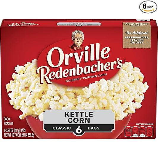 Orville Redenbacher's Microwave Popcorn, Kettle Corn, 3.28 oz., 6-Count (6 Boxes)