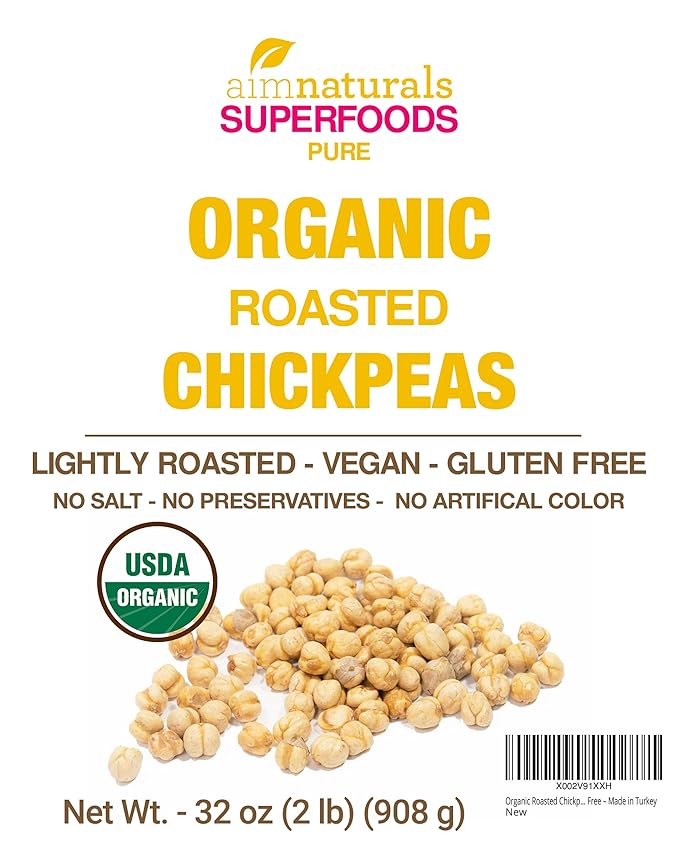 Organic Roasted Chickpeas 2 LB- USDA Organic Certified ??Healthy Snack, Lightly Roasted, No Oil, No Salt, No GMO & Gluten Free ??Product of Turkey