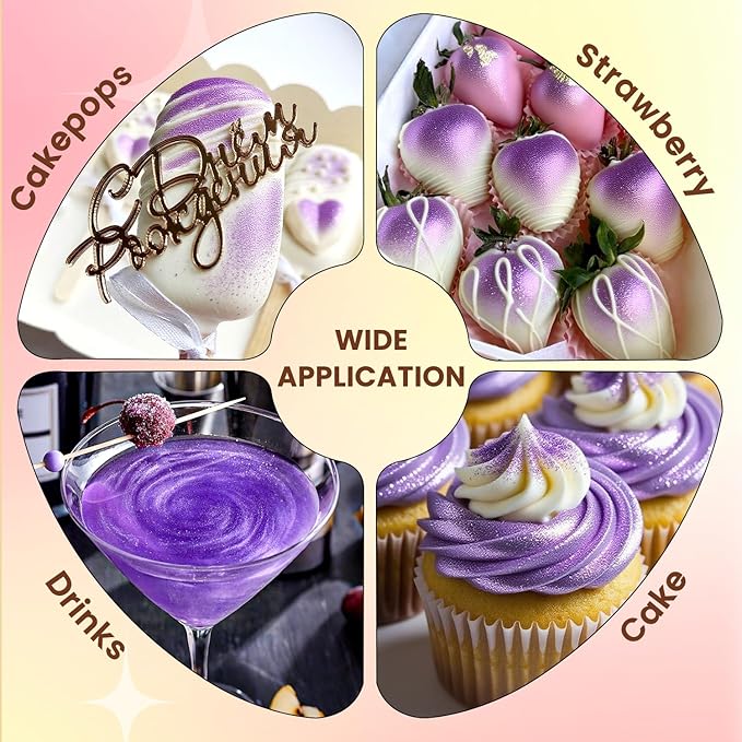 Purple Edible Glitter Spray, 5g Edible Purple Glitter for Cocktails, Cake Decorating, Drinks, Shimmer Luster Dust for Baking, Cookie, Chocolate, Strawberry, lcing