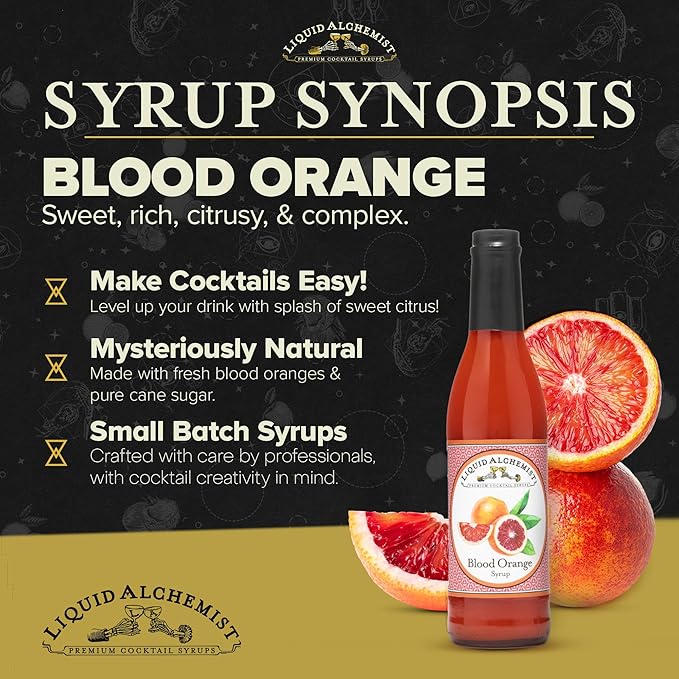 Liquid Alchemist Blood Orange Syrup for Cocktails - Real Ingredients Make our Blood Orange Puree a Perfect Margarita Mixer - Non-GMO Sour Mix (12.7 oz)