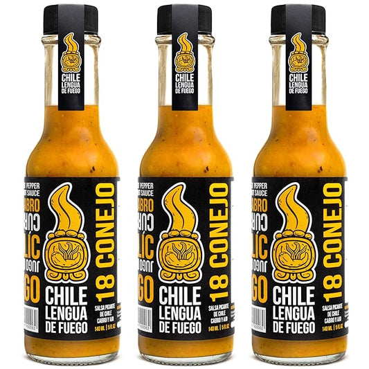 Hot Sauce | Chile Lengua de Fuego (Pack of 3, 18 Conejo)