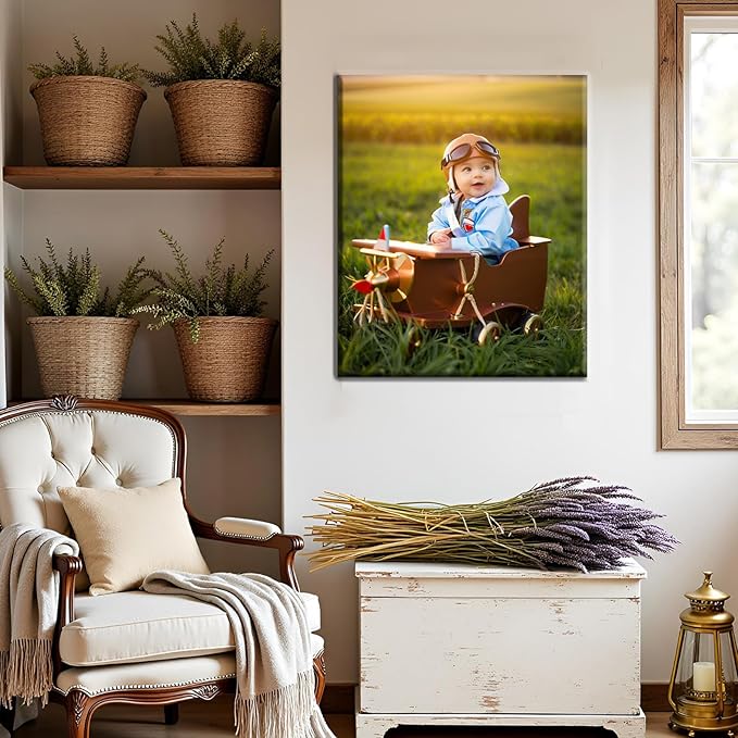 Hoopwarte Custom Canvas Prints with Your Photo, Custom Photos on Canvas Transform Pictures into Stunning Framed Wall Art-Personalized Prints Pictures Wall Art Decor(12L x16W 30x40cm)