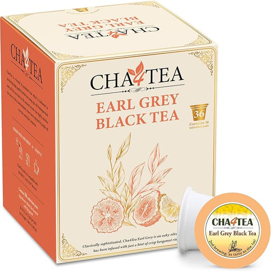 Cha4TEA 36-Count Earl Grey Tea Pods ??Compatible with Keurig K-Cup, Bold Black Tea with Bergamot Flavor