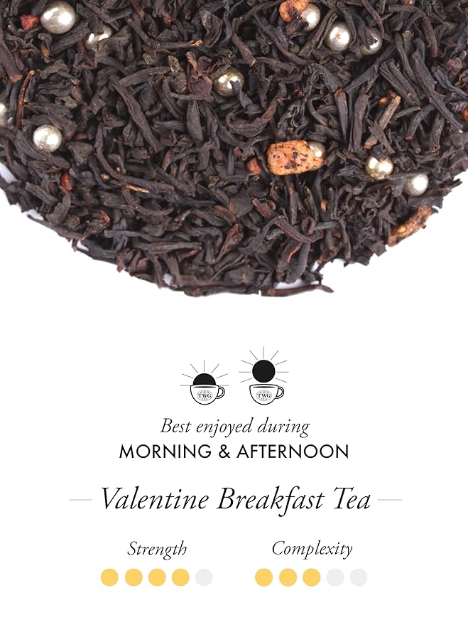 TWG Tea | Valentine Breakfast Tea | Black Tea | Sugar Pearls & Berries | Haute Couture Tin, 100g | Gift Set