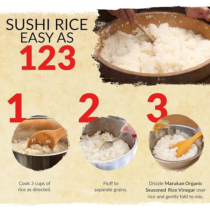 Marukan Organic Seasoned Rice Vinegar for Sushi & Cooking, USDA Organic, Marukan Rice Vinegar (24 fl oz)