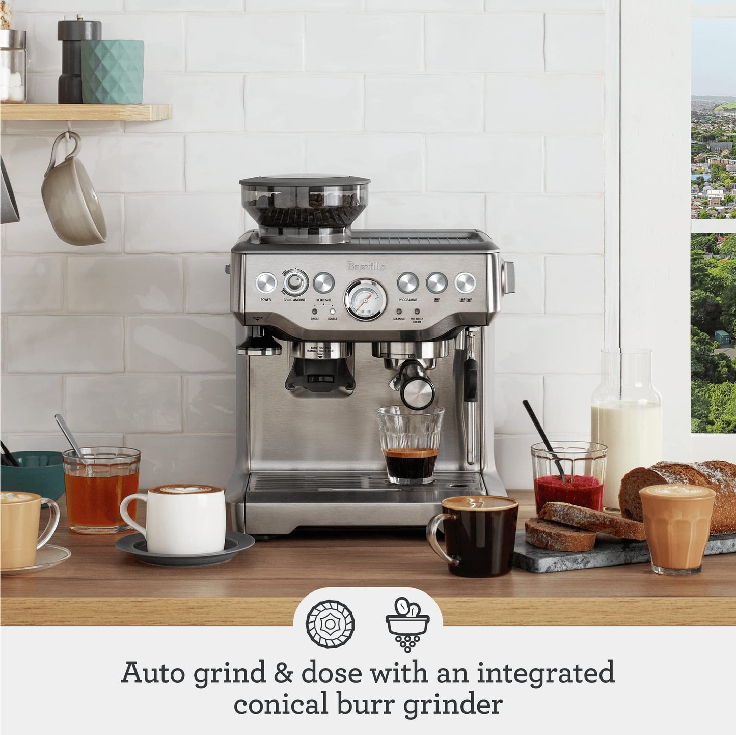Breville BES870BSXL Barista Express Espresso Machine, Black Sesame