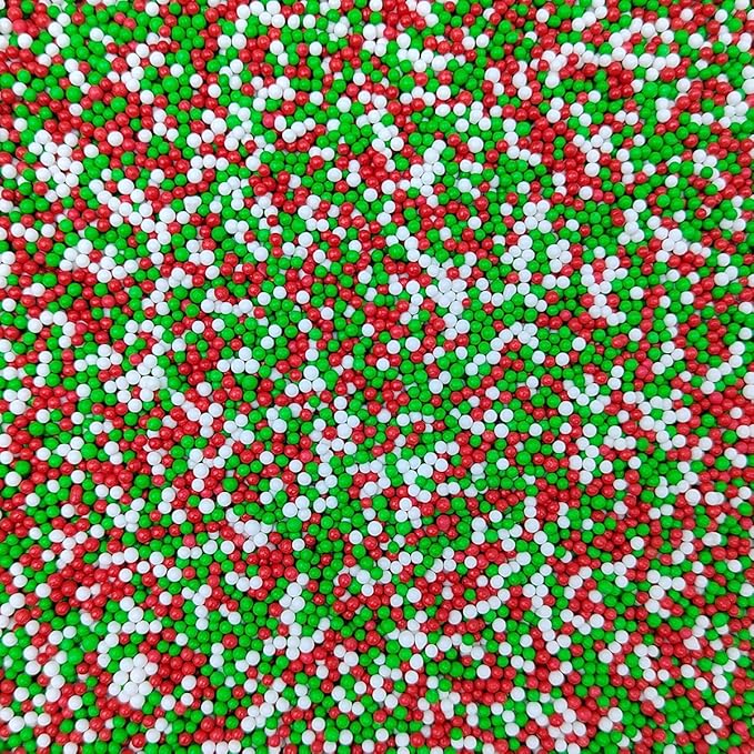 Homankit Christmas Sprinkles for Cake Decorating Red Green and White Nonpareils Sprinkles Edible Cookie Decorations Mini Pearls for Decorating Cake, Baking, Cupcake Toppers, Ice Cream, Donuts 3.88 Ounce