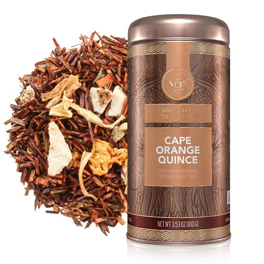 Teabloom Organic Herbal Tea, Cape Orange Quince Loose Leaf Tea, Zesty Citrus and Comforting Quince for a Tropical Rooibos - 3.53 oz/100 g Canister Makes 35-50 Cups