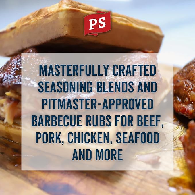 PS Seasoning Chicken and Waffle Wing Rub - Sweet and Smoky Dry Rub with Maple, Bourbon, Hickory - Chicken Wing Seasoning Dust & Topping for Poultry, Turkey, Pork, Fries, Popcorn, 7oz