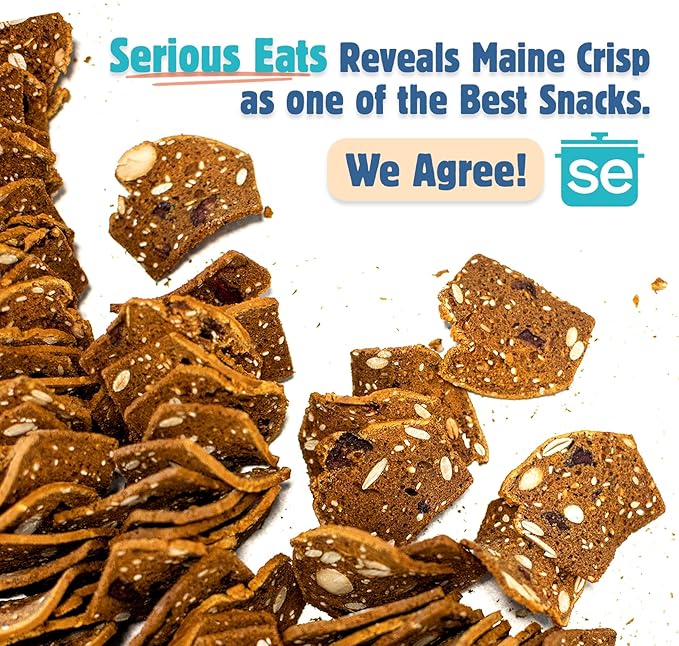 Maine Crisp Wild Blueberry Crisps - Gluten-Free Crackers With Blueberries, California Walnuts & Rosemary - Delicious Snack Crackers for Cheese Board & Toppings - Non-GMO, Grain-Free | 4-Pack