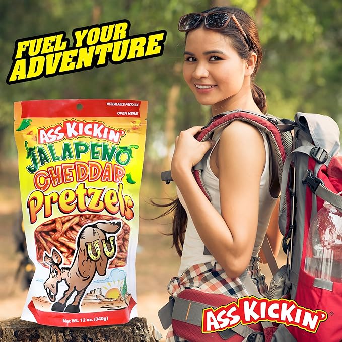 ASS KICKIN??Pretzels 12 Ounce Size Flavor Pack Seasoned Pretzel Twists (12oz, Jalapeno Cheddar)