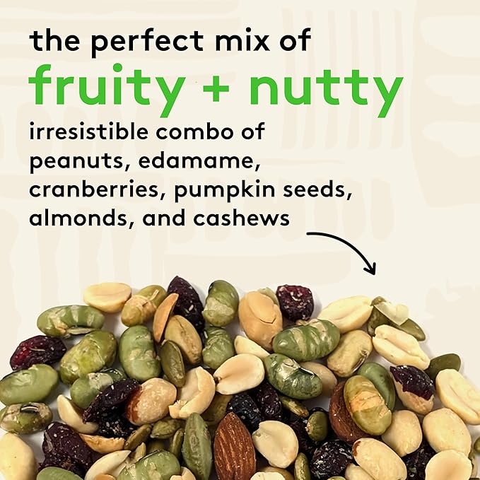 Snak Club Protein Power Snack Mix with Peanuts, Roasted Edamame, Dried Cranberries, Pumpkin Seeds, Almonds, and Cashews, Gluten-Free and Kosher Trail Mix Snacks, 4.2 oz Resealable Bags, 6 Pack