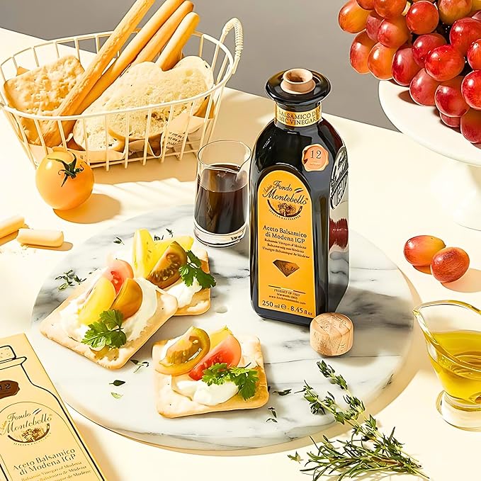 Balsamic Vinegar of Modena 8.45 fl.oz. (250ml), FONDO MONTEBELLO IGP-Certified, Dense and Delicious Balsamic Vinegar, Perfect for Salads, Meats and Desserts - Product from Italy