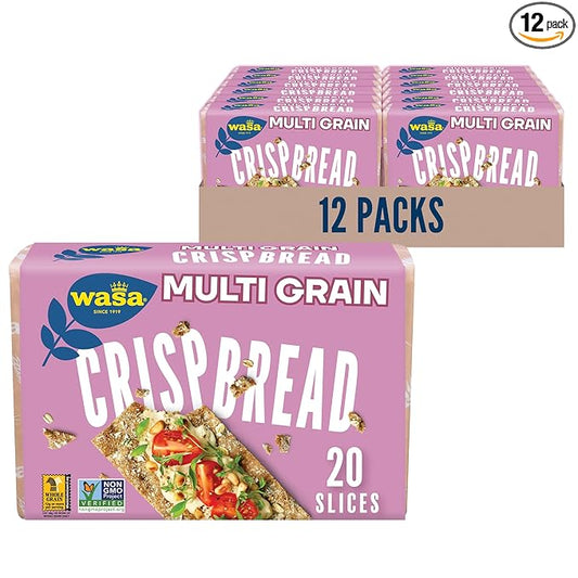 Wasa Multi Grain Crispbread, 9.7 oz (Pack of 12), Multigrain Crackers, Non-GMO Ingredients, Fat Free