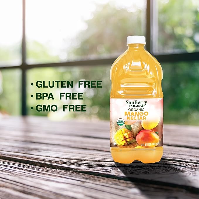 Sunberry Farms Organic Mango Nectar, 64 Fl oz, Gluten Free, non-GMO, All Natural
