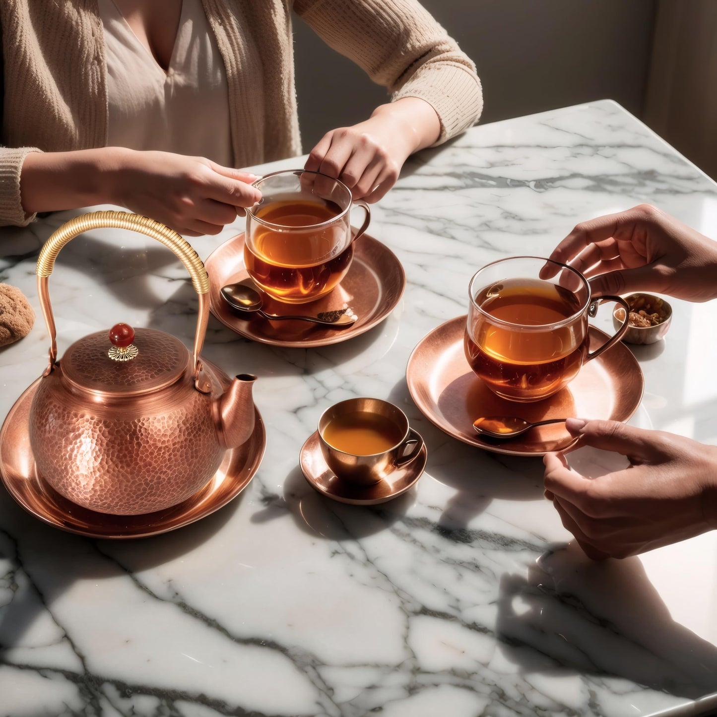 frymmx Handmade Hammered Copper Tea Kettle for Stove Top - 1.6 Quart (1500ml) Extra Thick Stovetop