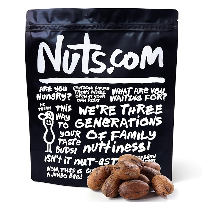 Nuts.com Pecans in Shell, 3lb Bag ??Naturally Sweet, Raw, Fresh & Crunchy Nuts in Hard Shell ??High in Fiber, Protein, and Healthy Fats
