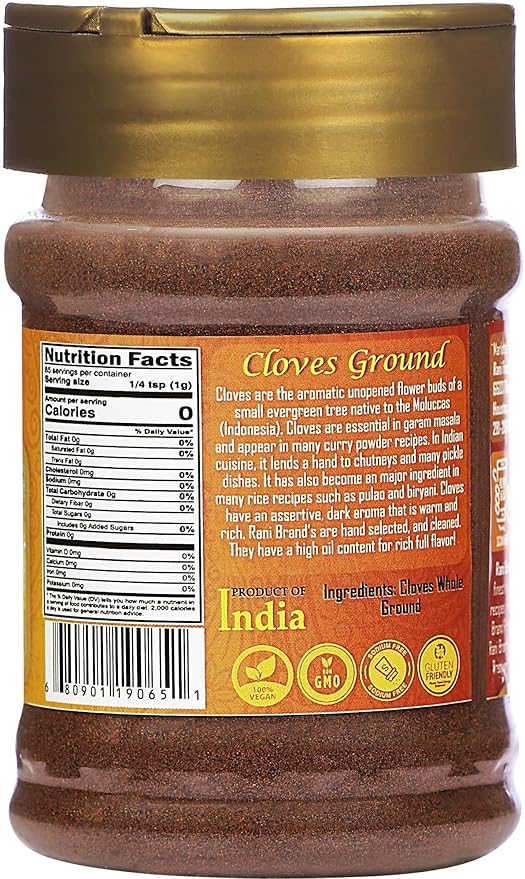 Rani Cloves Powder (Laung) Indian Spice 3oz (85g) PET Jar ~ All Natural, Gluten Friendly | NON-GMO | Kosher | Vegan | Indian Origin