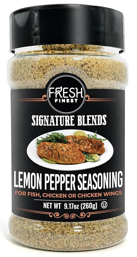 Fresh Finest Lemon Pepper Seasoning - 9.17oz (260g) - Tangy, Authentic, Kosher, All-Natural, Non-GMO, Gluten-Free