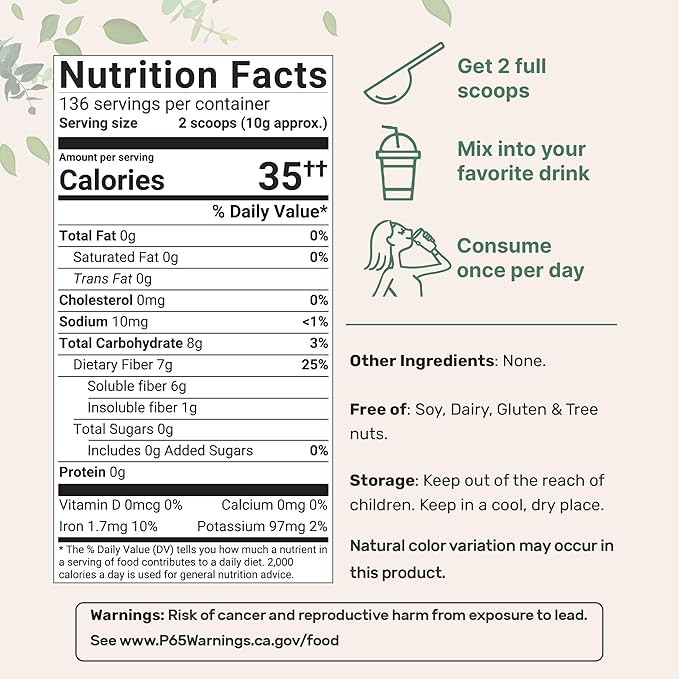Micro Ingredients Organic Whole Psyllium Husks, 3lbs | Daily Soluble Fiber Supplement | India Origin | Natural Prebiotics & Probiotics | Supports Digestive Health|Non-GMO, Keto Friendly, Vegan