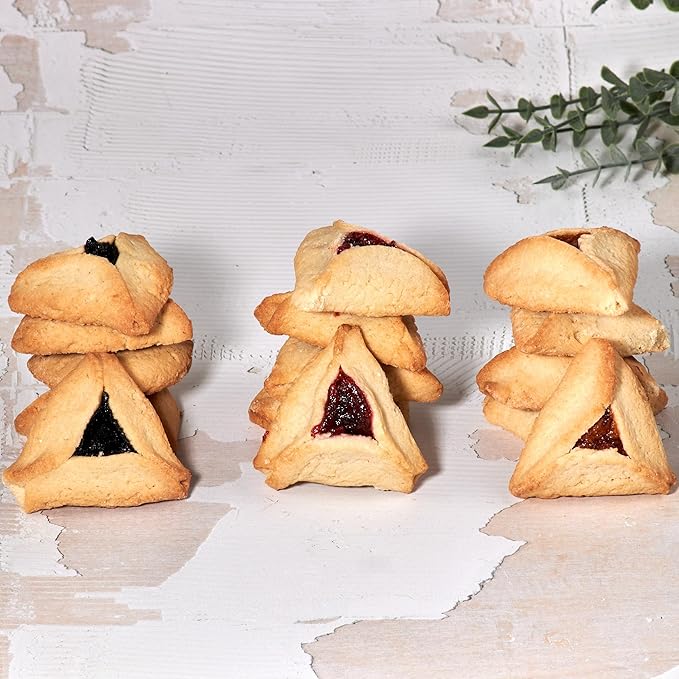 Hamentaschen Cookies Individually Wrapped [12 Count] Filled with Apricot, Prune & Raspberry Jam | Purim Gift Basket | Mishloach Manot for Mom, Dad & Friends | Kosher & Nut Free | Stern?셲 Bakery